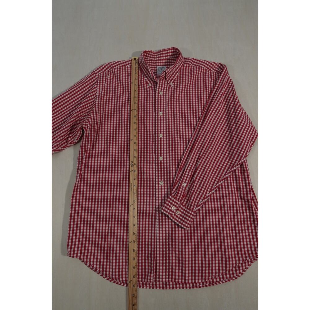 Vintage Brooks Brothers Classic Button Down Shirt Mens 16-34 Red Plaid L/S